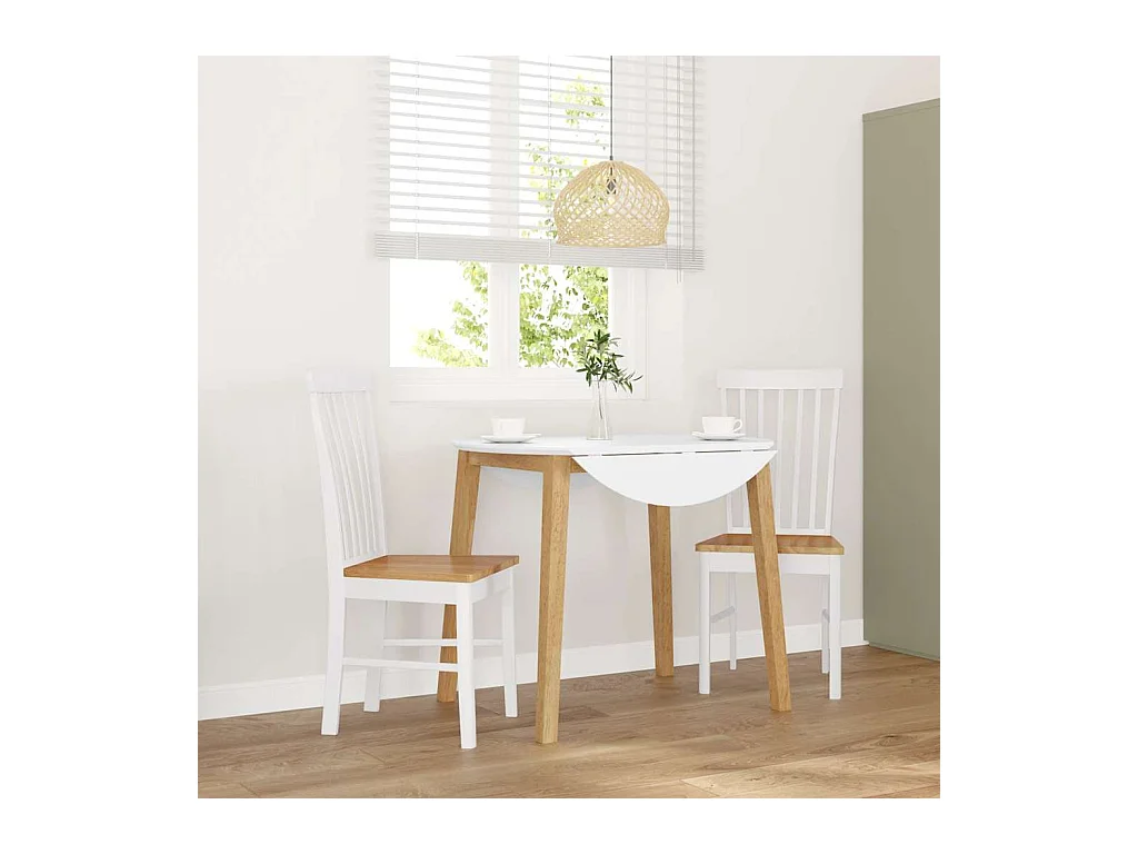 Chaises à manger 2 pcs blanc bois massif caoutchouc