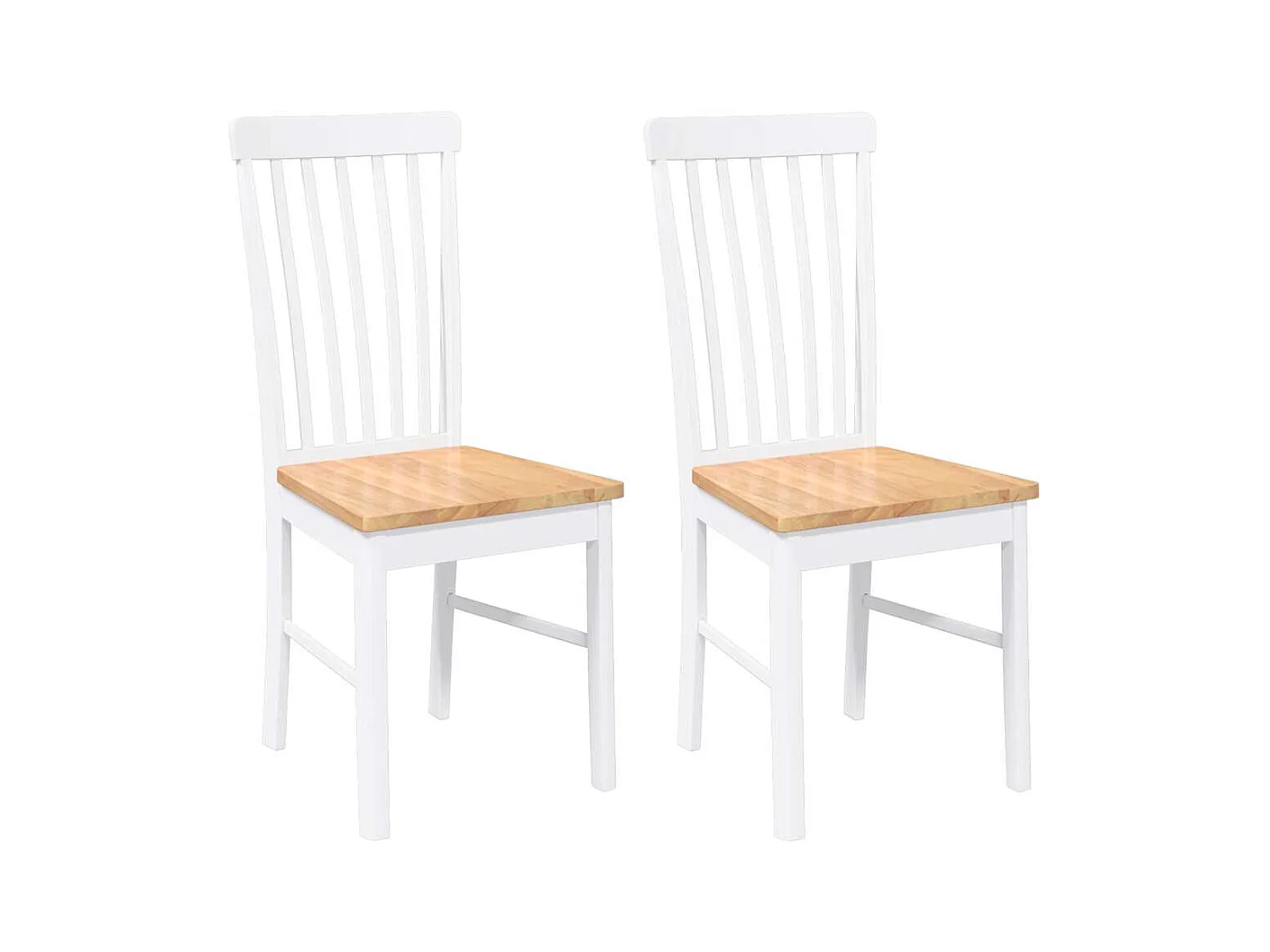 Chaises à manger 2 pcs blanc bois massif caoutchouc