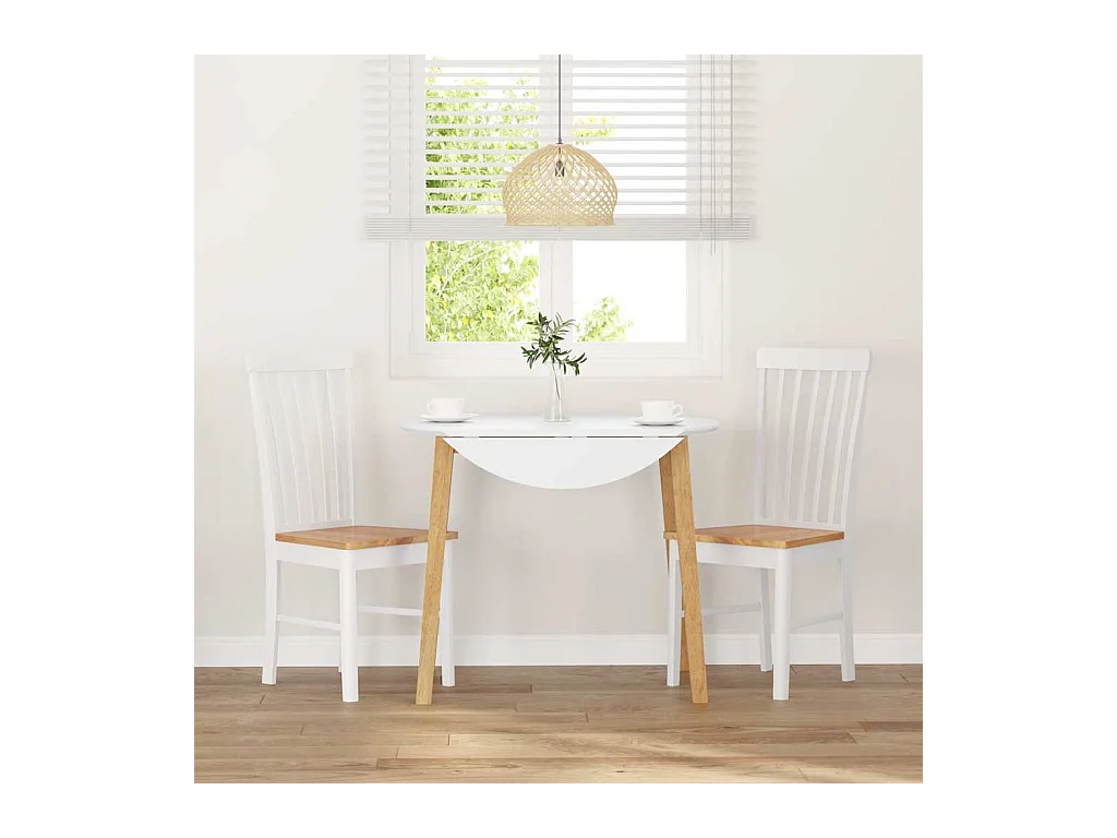 Chaises à manger 2 pcs blanc bois massif caoutchouc