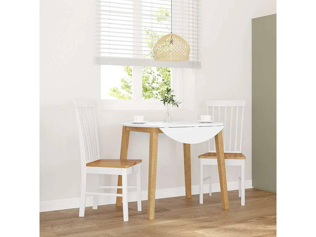 Chaises à manger 2 pcs blanc bois massif caoutchouc