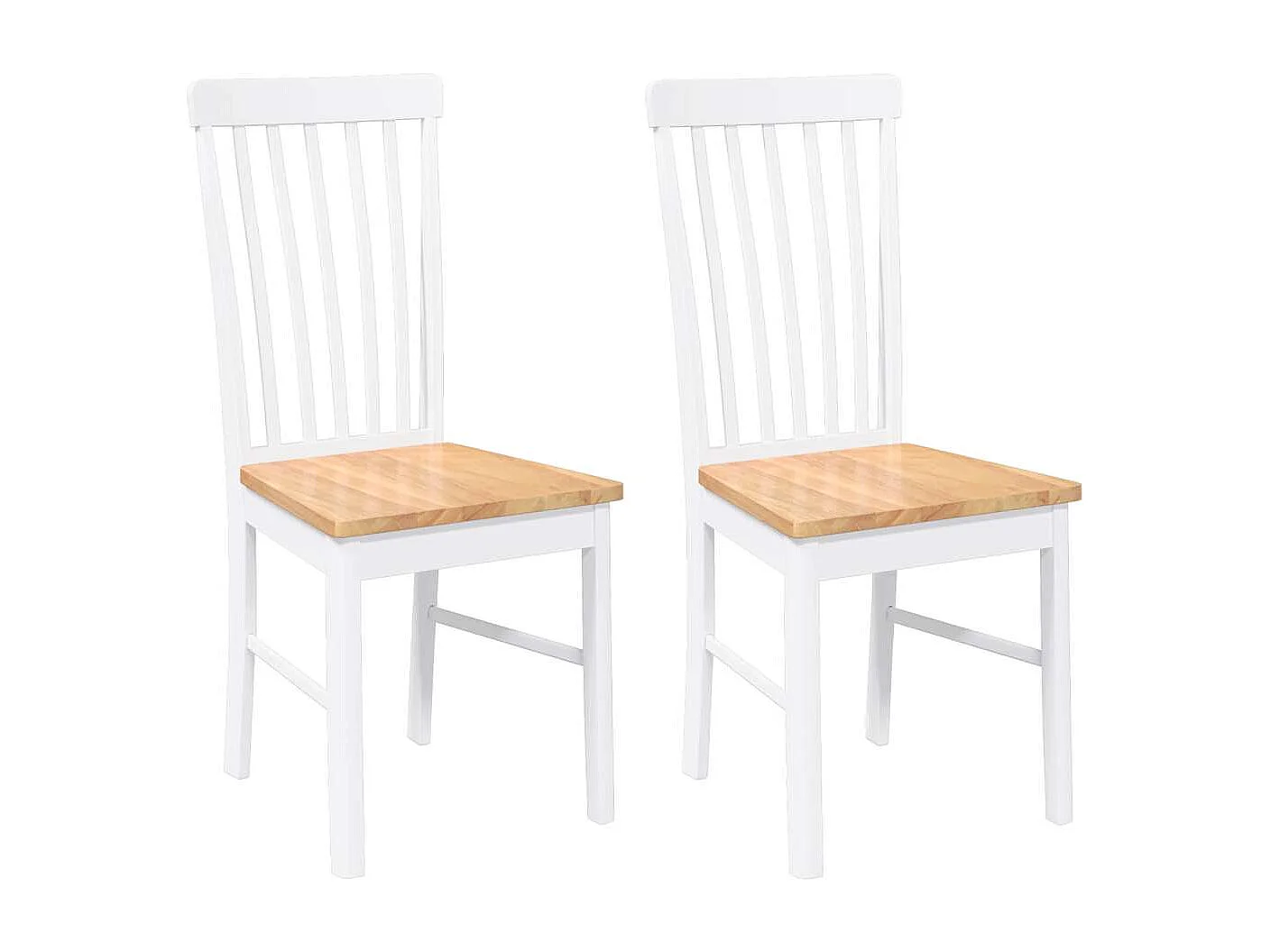 Chaises à manger 2 pcs blanc bois massif caoutchouc
