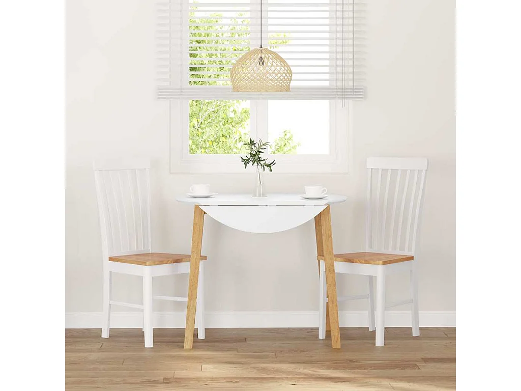 Chaises à manger 2 pcs blanc bois massif caoutchouc