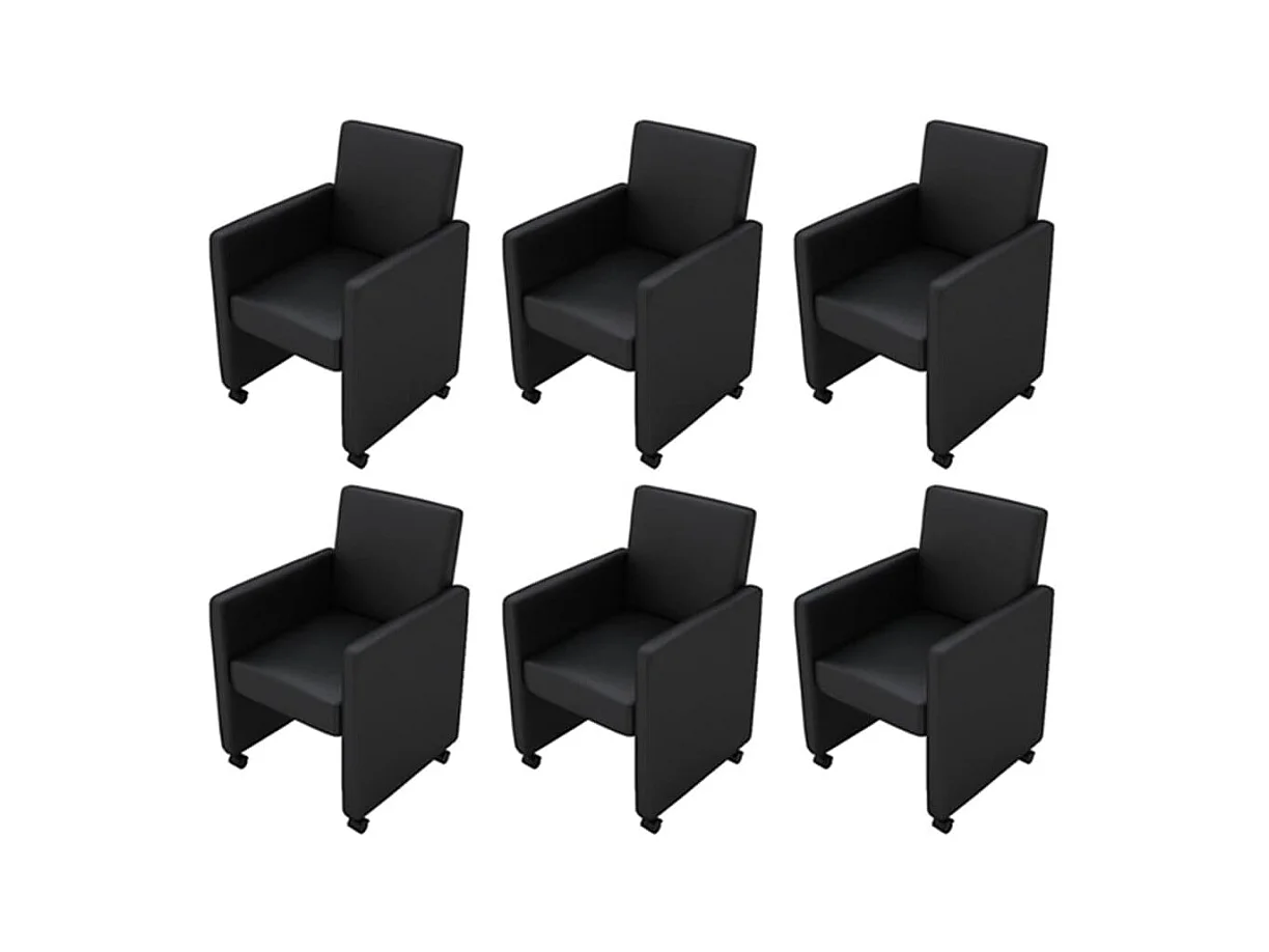 Juego de 6 sillas de comedor de piel sintética negra