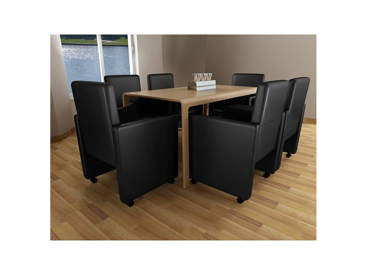 Eetkamerstoelen set van 6 zwart imitatieleer