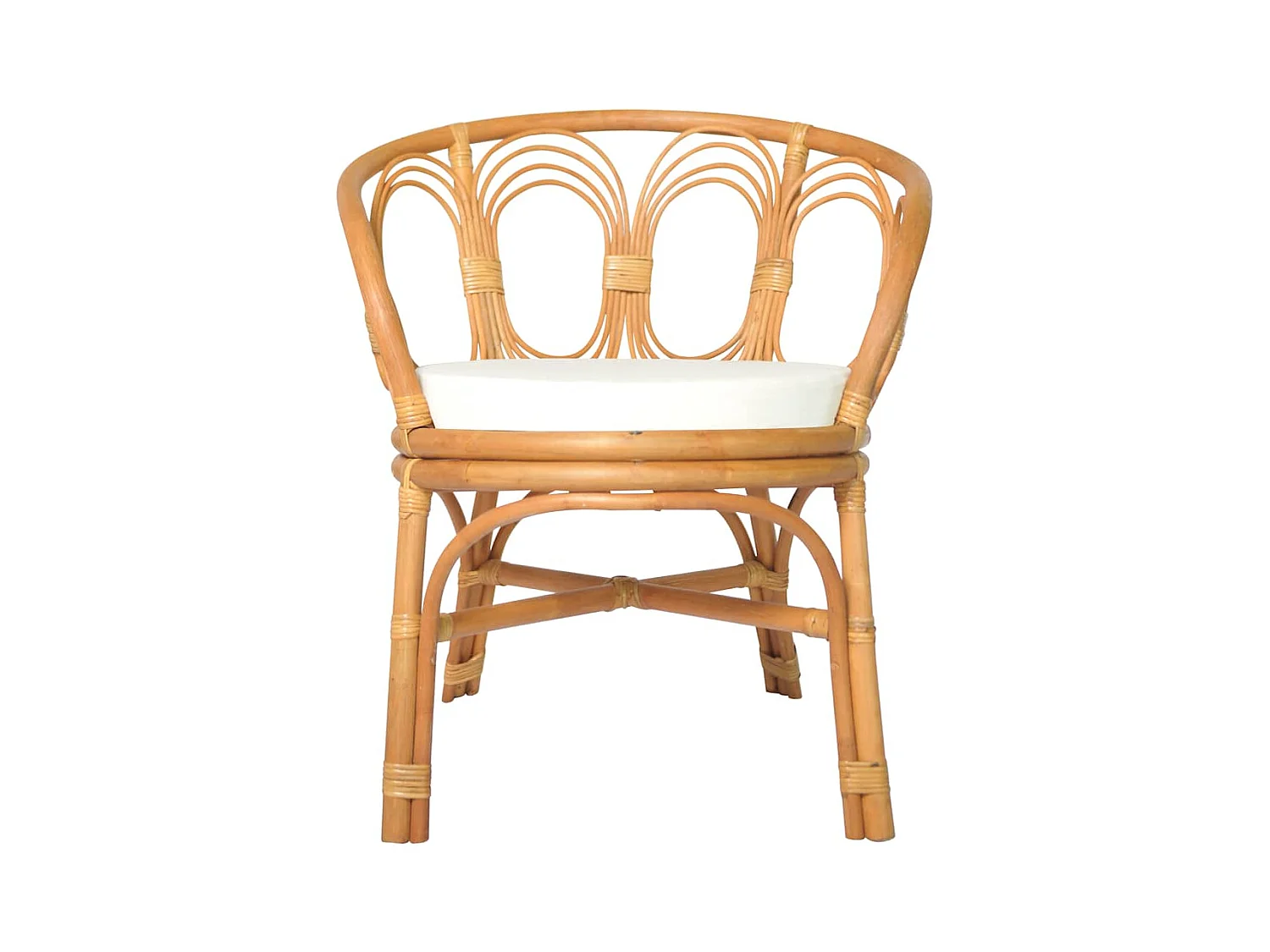 Chaise à manger avec coussin marron clair Rotin naturel et lin