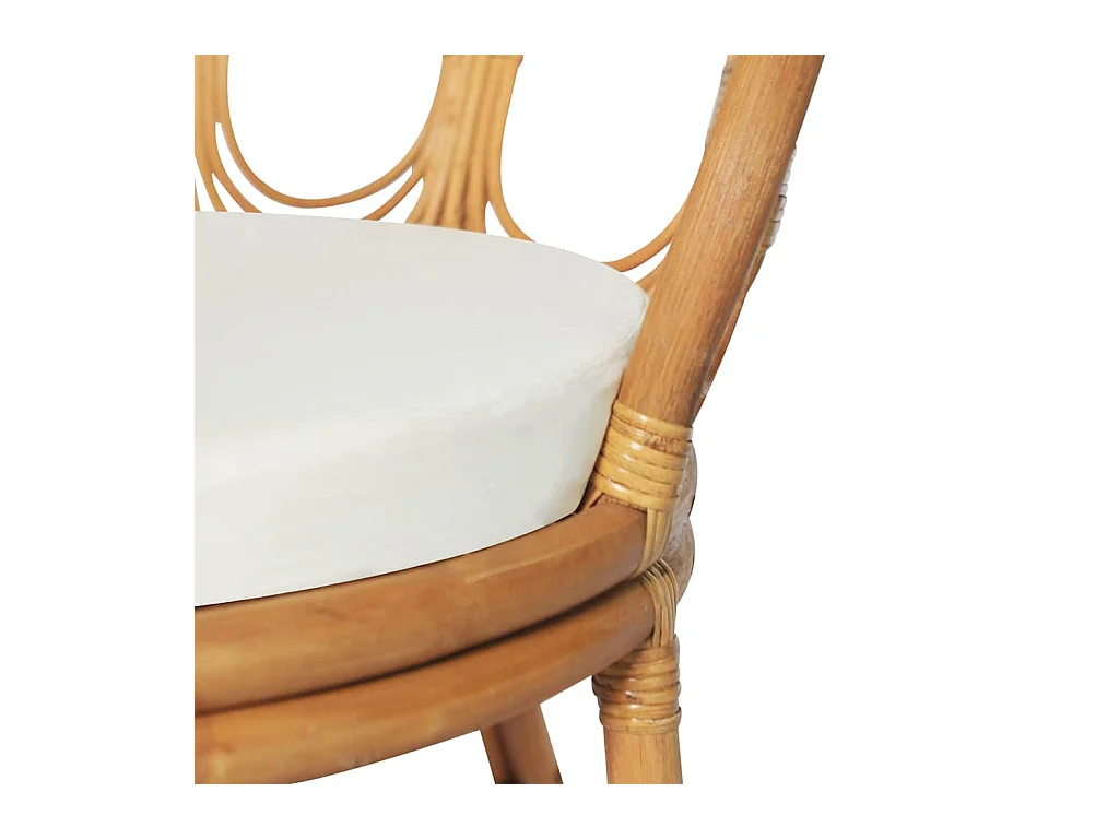 Chaise à manger avec coussin marron clair Rotin naturel et lin