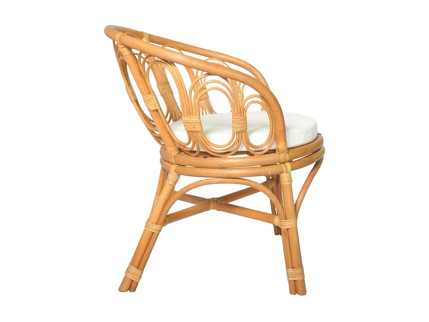 Chaise à manger avec coussin marron clair Rotin naturel et lin