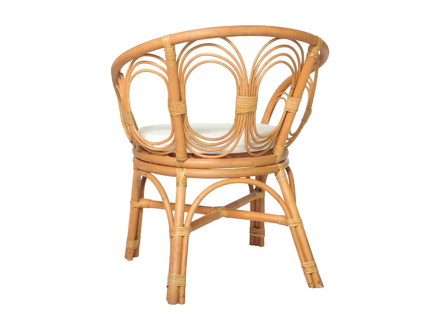 Chaise à manger avec coussin marron clair Rotin naturel et lin