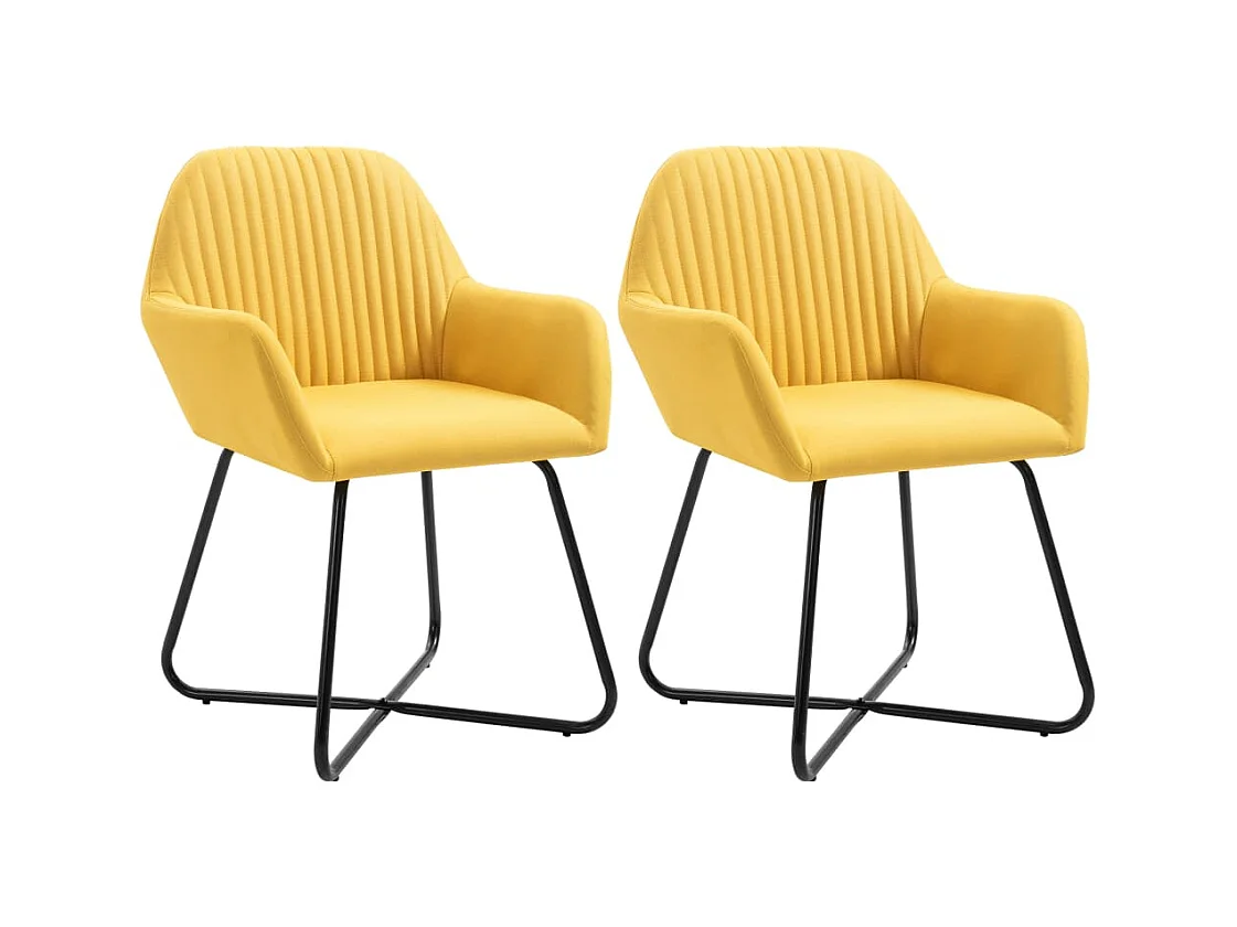 Chaises à manger lot de 2 jaune tissu