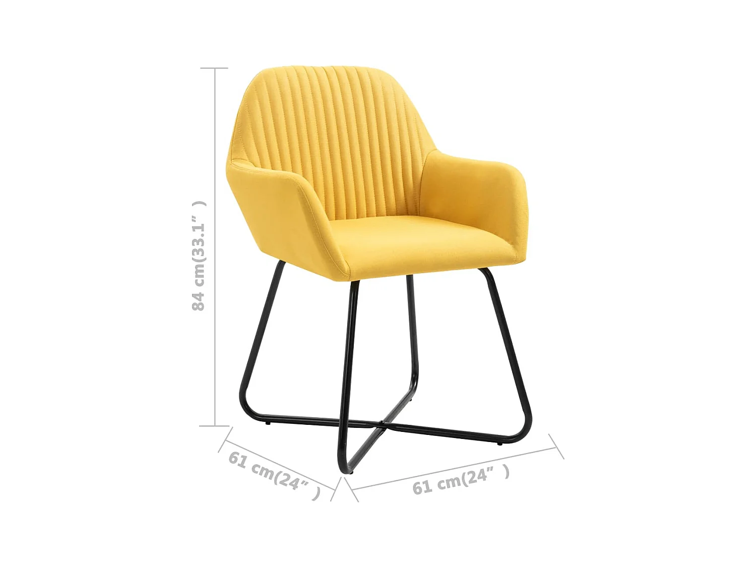 Eetkamerstoelen set van 2 gele stof