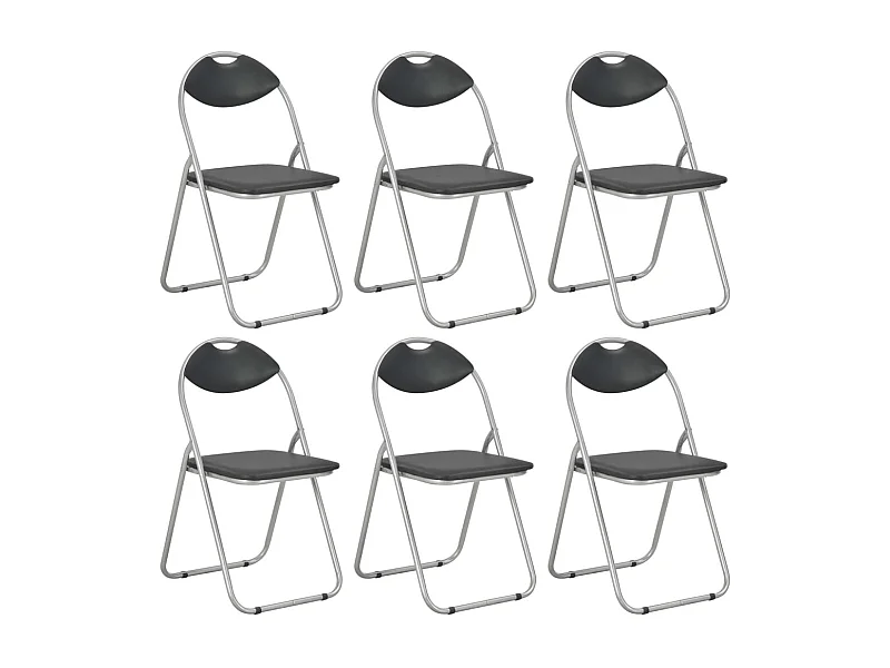 Chaises pliantes à manger lot de 6 noir similicuir