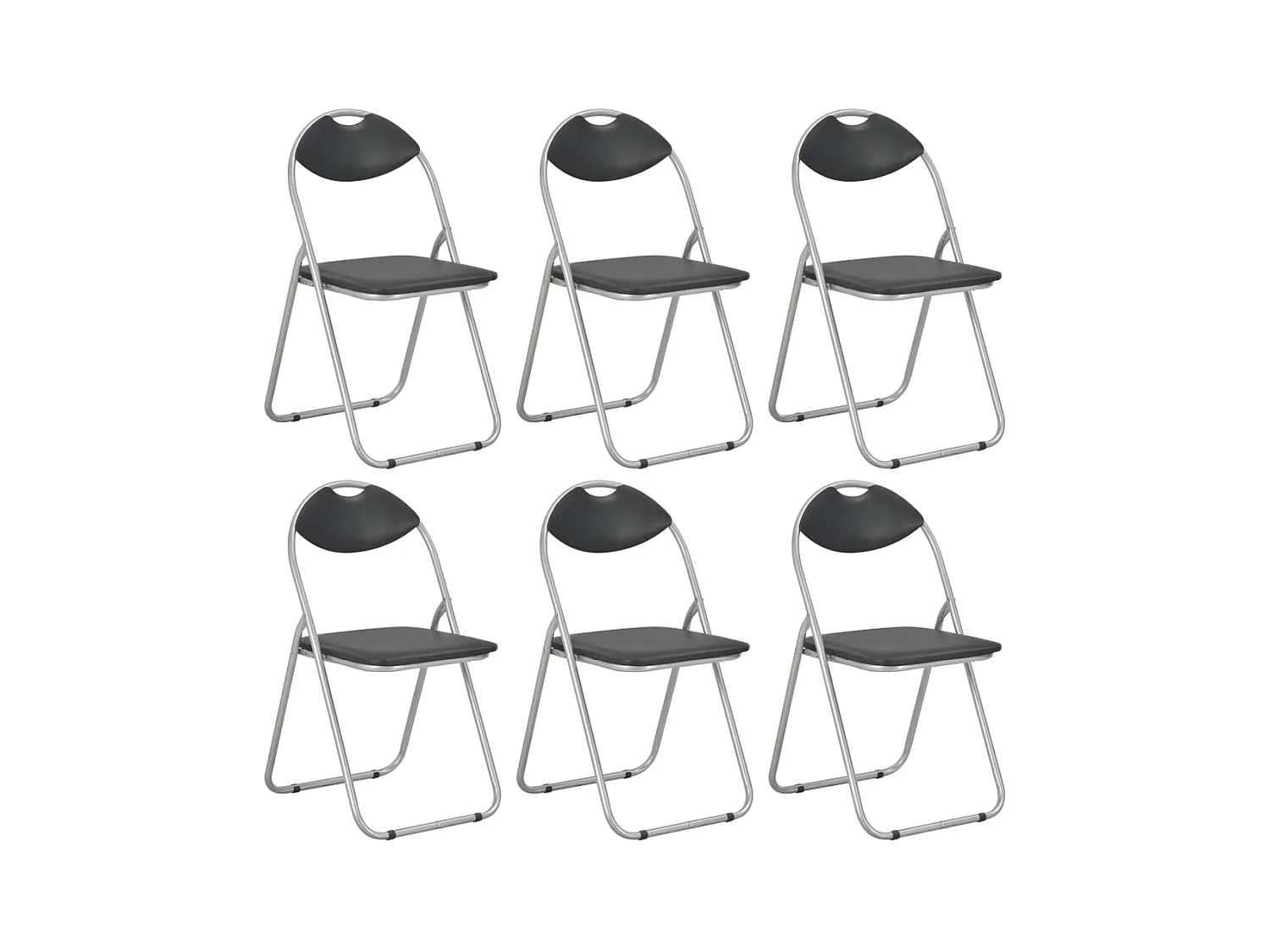 Chaises pliantes à manger lot de 6 noir similicuir