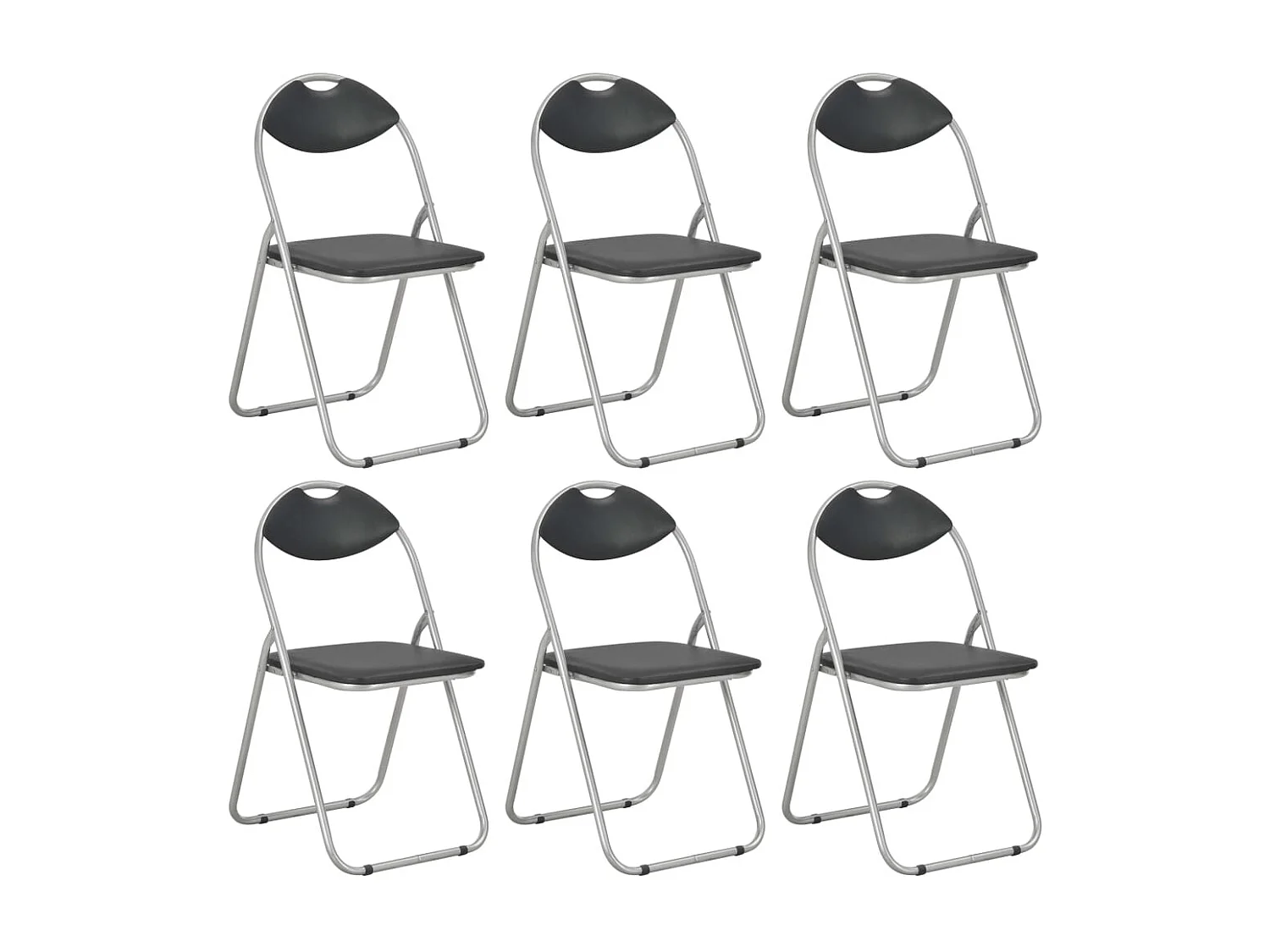 Opvouwbare eetkamerstoelen set van 6 zwart kunstleer