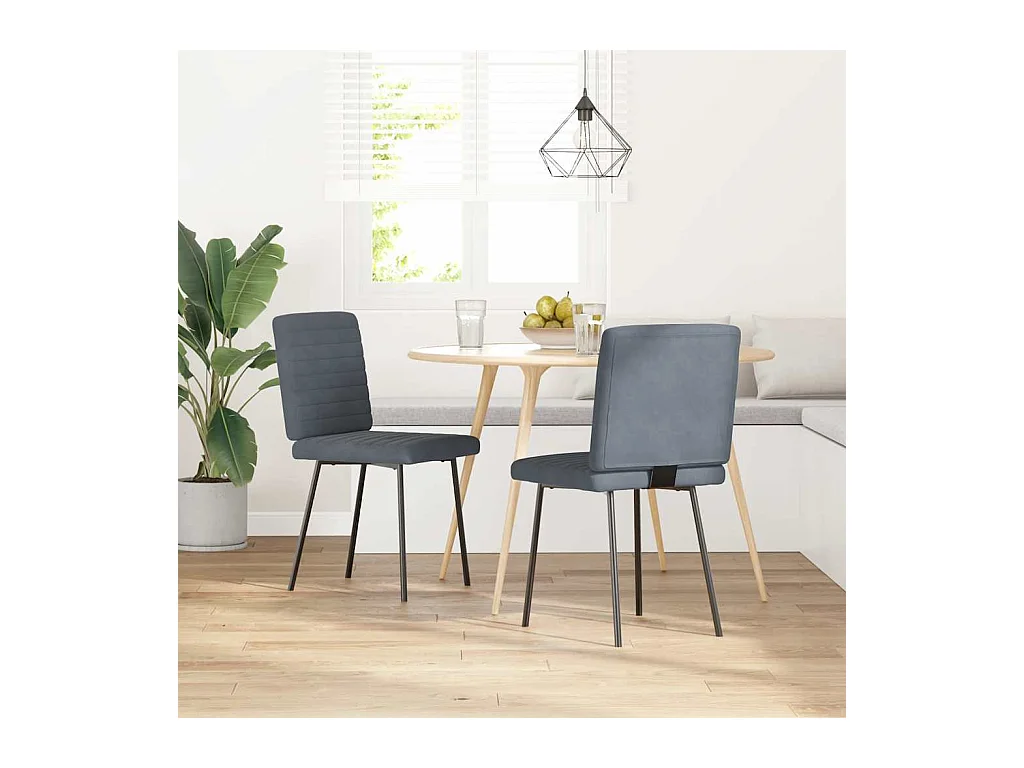 Set di 2 sedie da pranzo in velluto grigio scuro