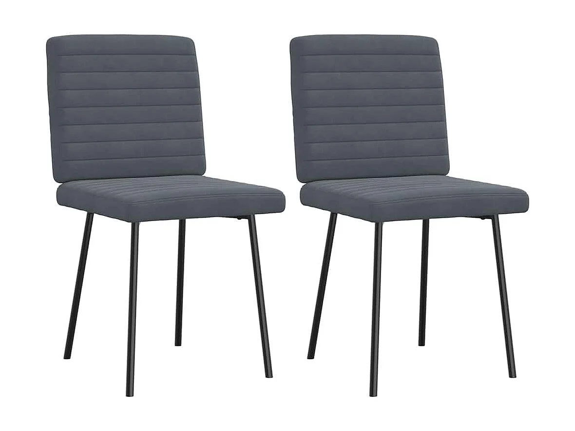 Set di 2 sedie da pranzo in velluto grigio scuro