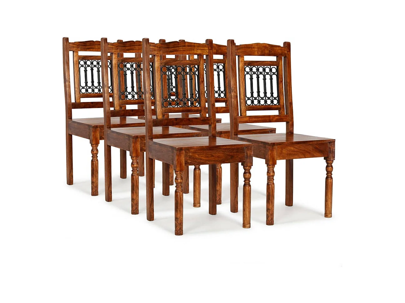 Juego de 6 sillas de comedor de madera maciza clásicas