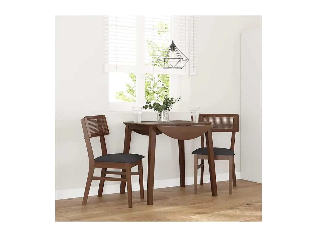 Chaises à manger coussins 2 pcs marron bois massif caoutchouc