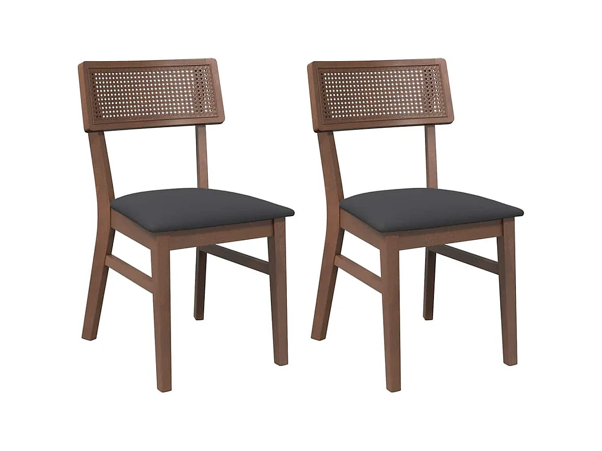 Chaises à manger coussins 2 pcs marron bois massif caoutchouc