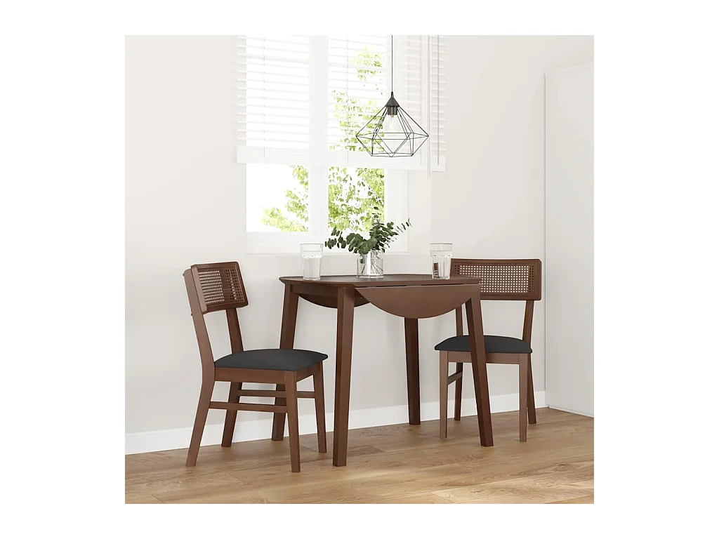 Chaises à manger coussins 2 pcs marron bois massif caoutchouc