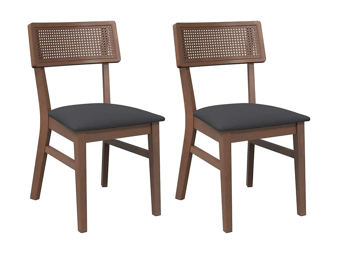 Chaises à manger coussins 2 pcs marron bois massif caoutchouc