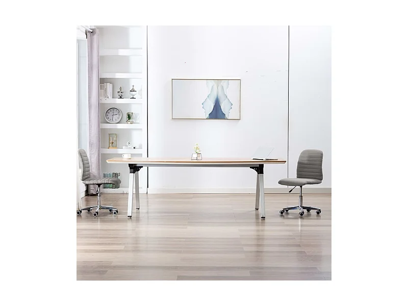 Juego de 2 sillas de comedor de tela gris claro