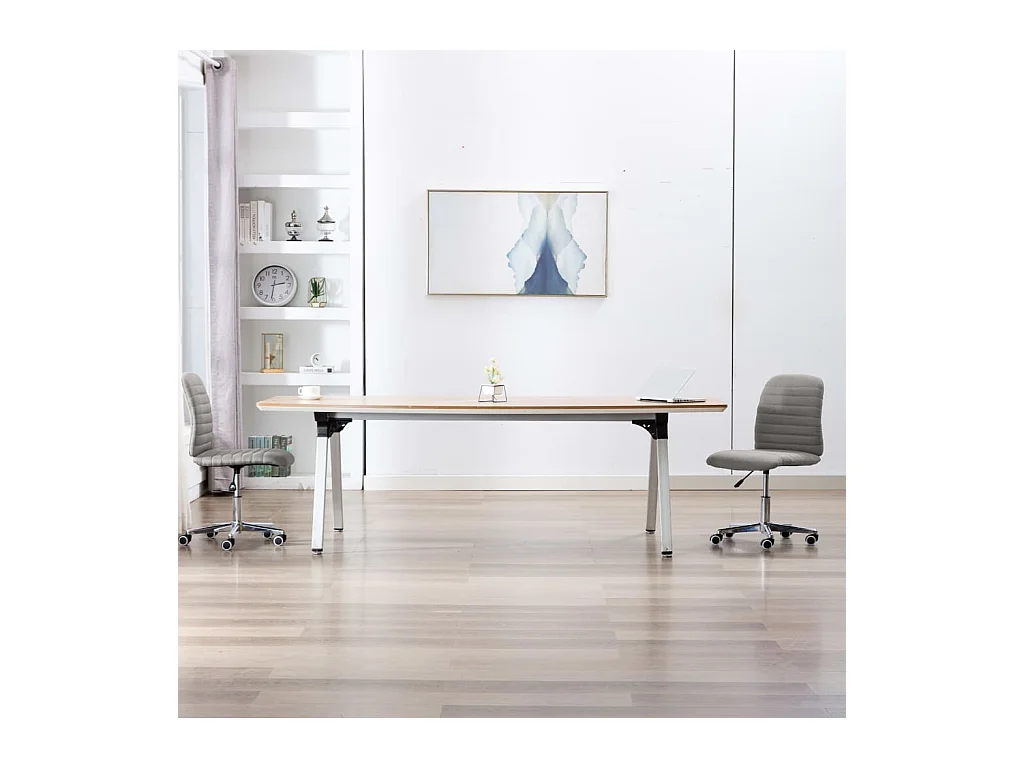 Juego de 2 sillas de comedor de tela gris claro