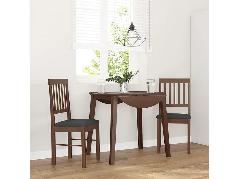 Chaises à manger coussins 2 pcs marron bois massif caoutchouc