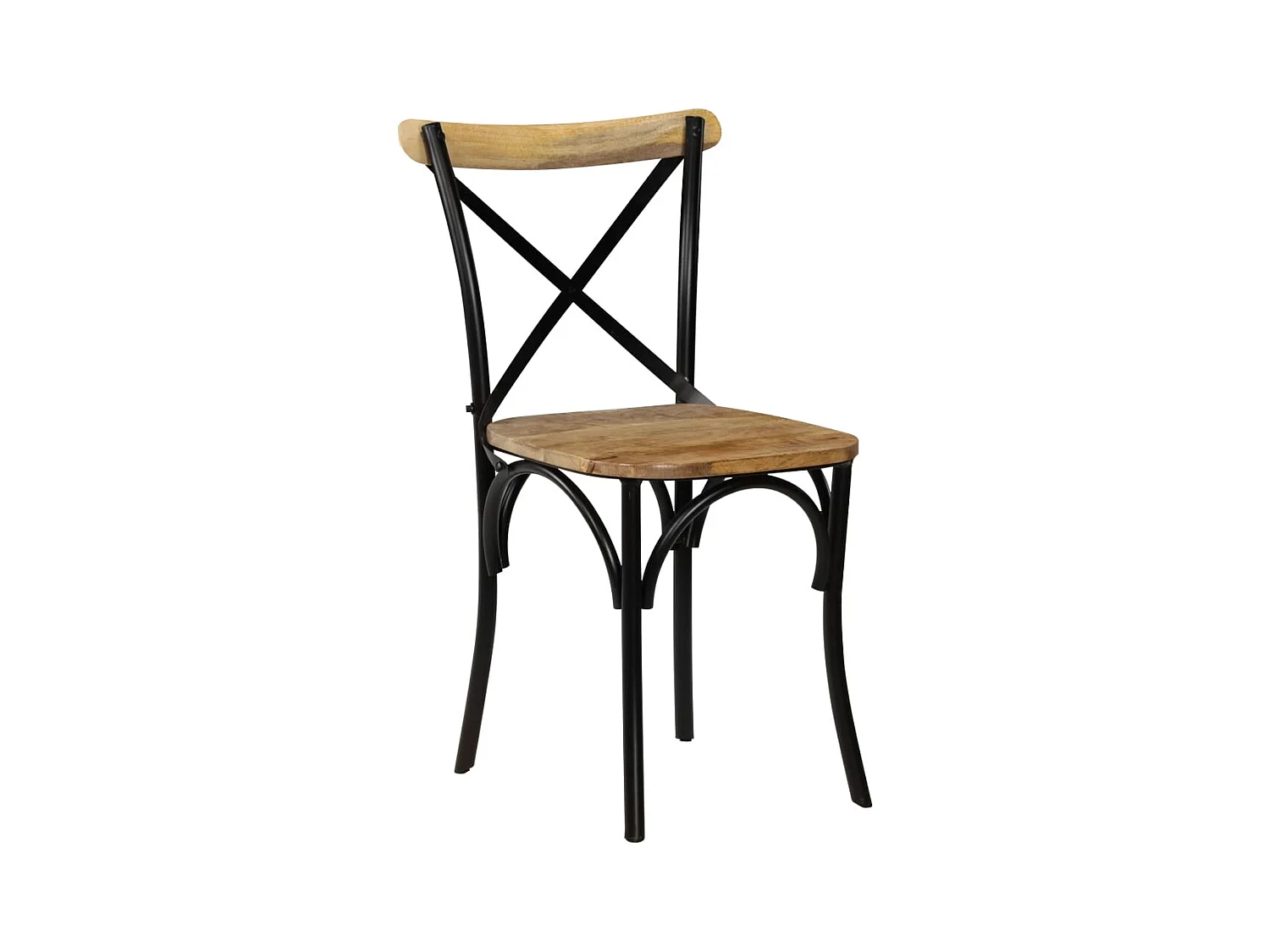 Set van 2 stoelen met kruisrug, zwart massief mangohout