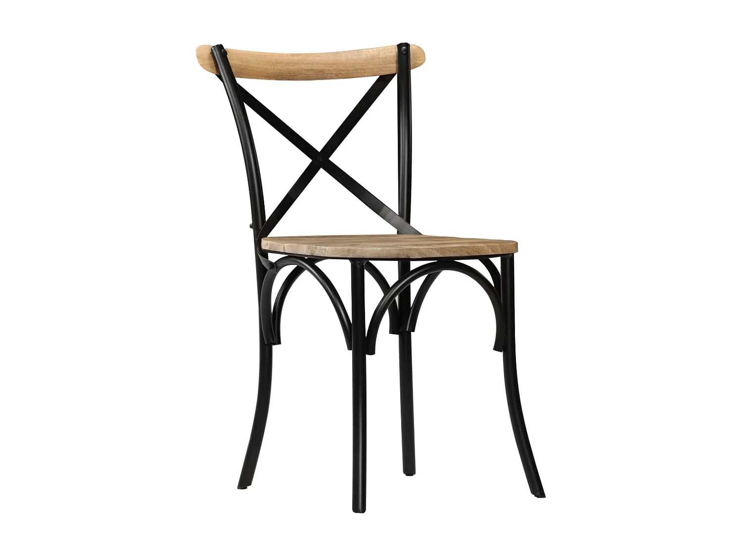 Chaises à dossier croisé lot de 2 noir bois de manguier solide