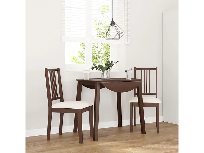 Chaises à manger coussins 2 pcs marron bois massif caoutchouc