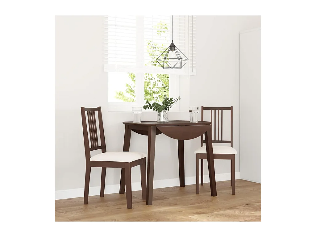 Chaises à manger coussins 2 pcs marron bois massif caoutchouc