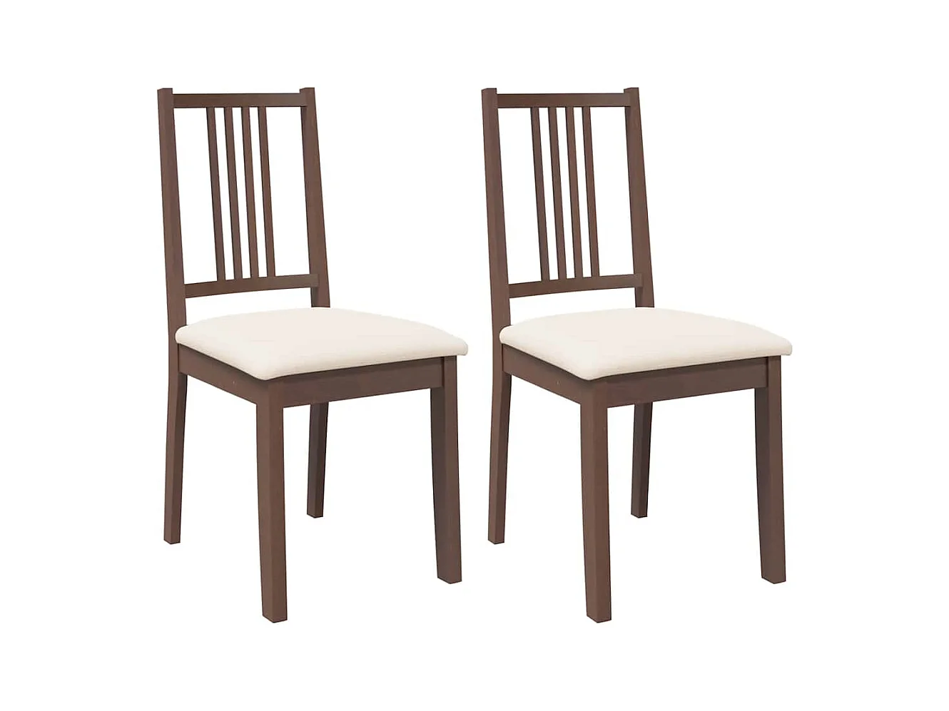 Chaises à manger coussins 2 pcs marron bois massif caoutchouc