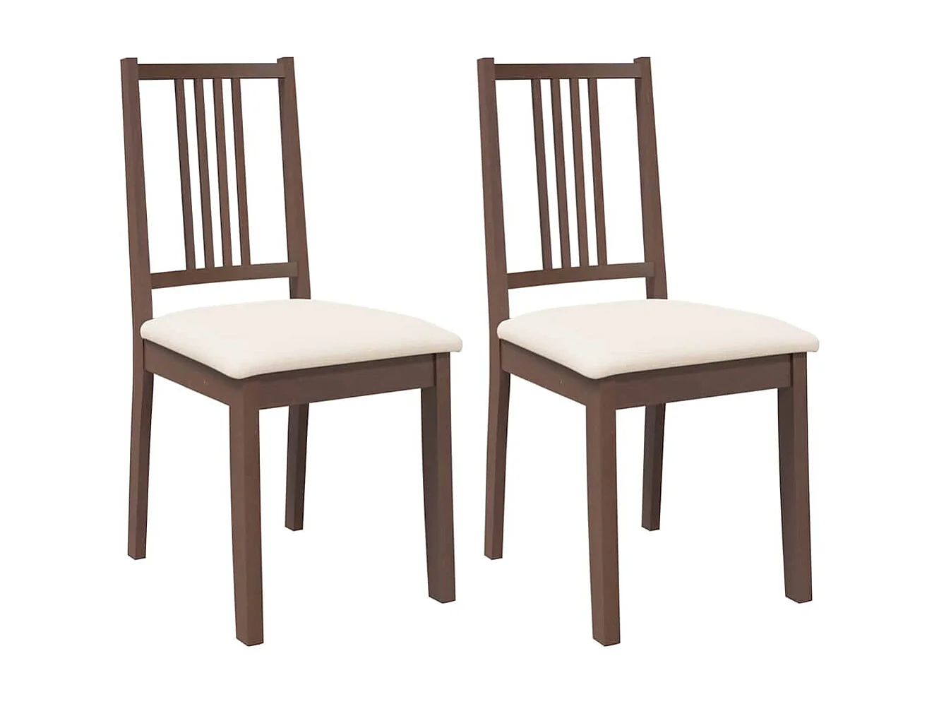 Chaises à manger coussins 2 pcs marron bois massif caoutchouc