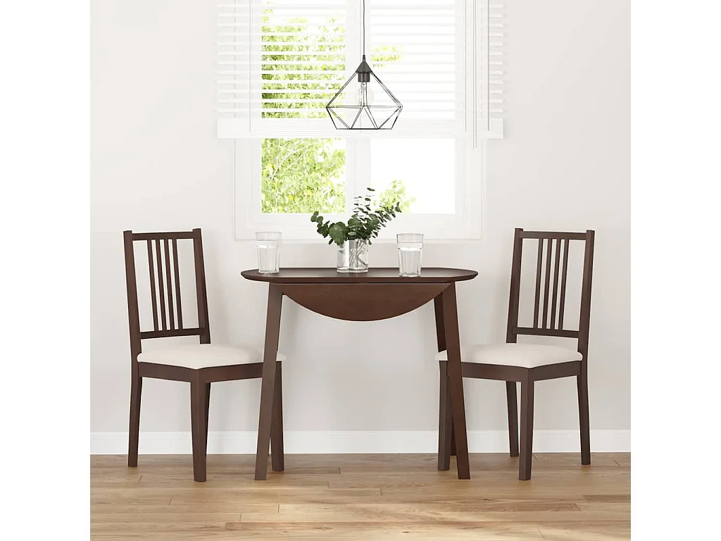 Chaises à manger coussins 2 pcs marron bois massif caoutchouc