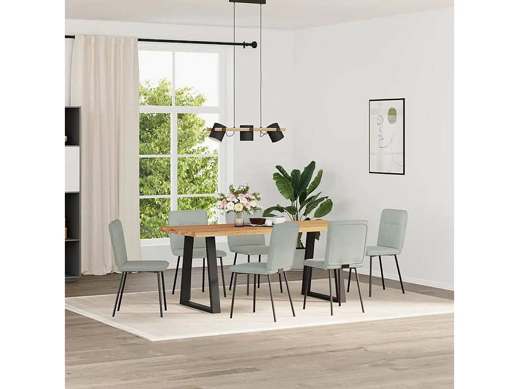 Juego de 6 sillas de comedor de terciopelo gris claro