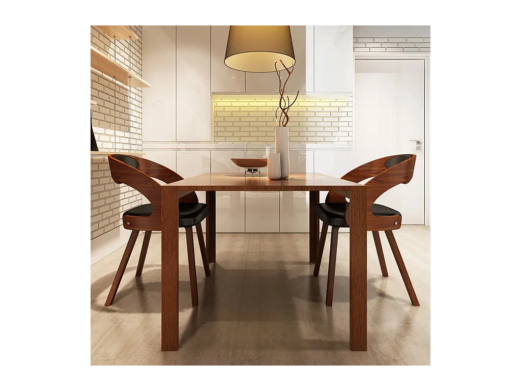 Chaises à manger lot de 2 marron similicuir