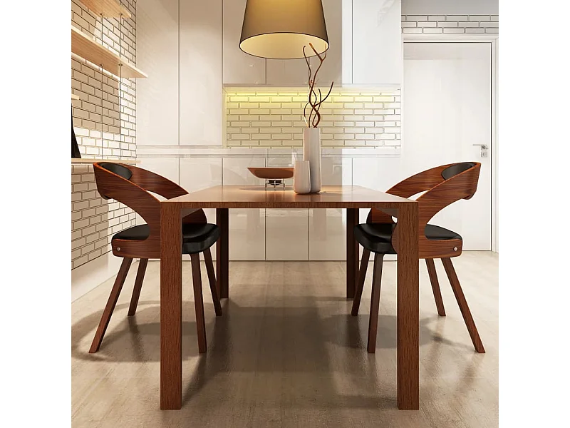 Eetkamerstoelen set van 2 bruin imitatieleer