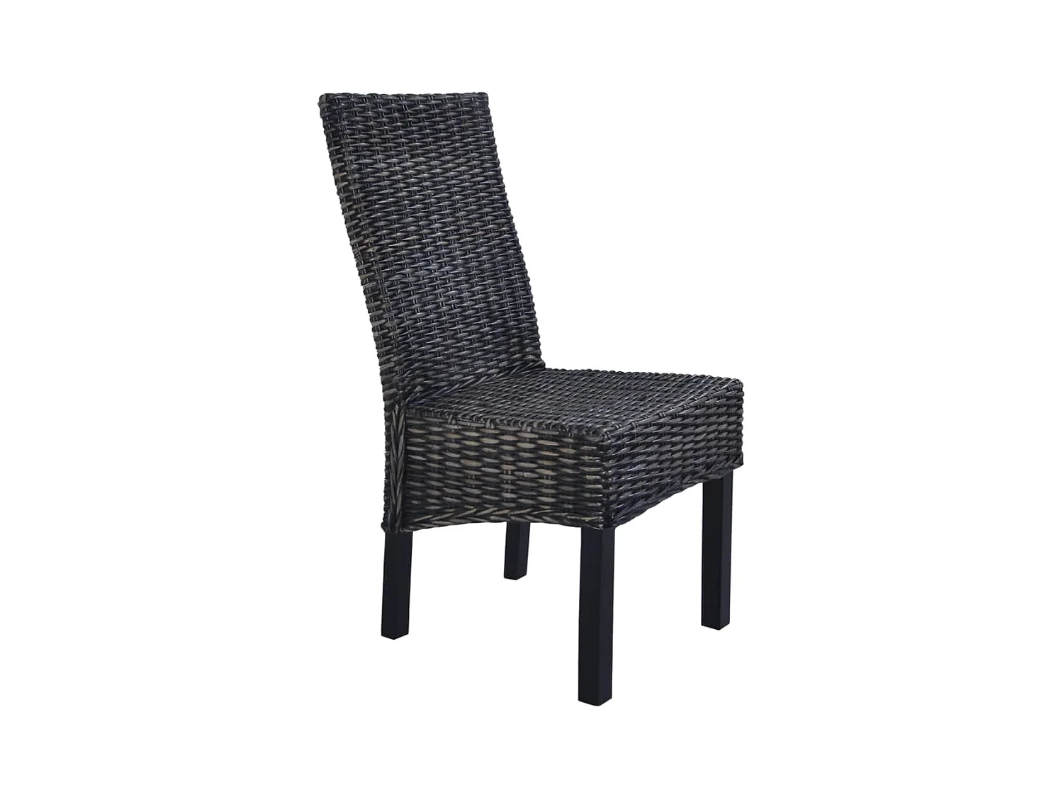 Juego de 6 sillas de comedor de ratán negro Kubu y madera de mango