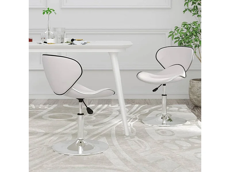 Juego de 2 sillas de comedor de piel sintética blanca