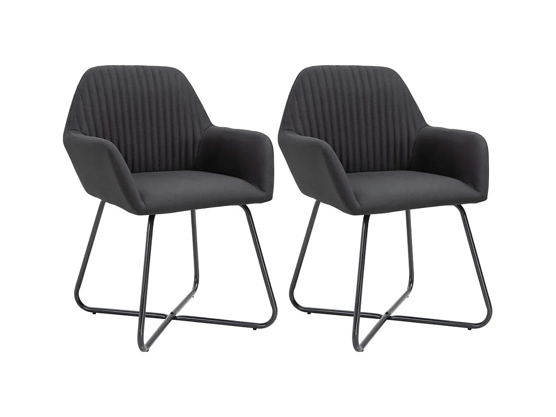 Set di 2 sedie da pranzo in tessuto nero