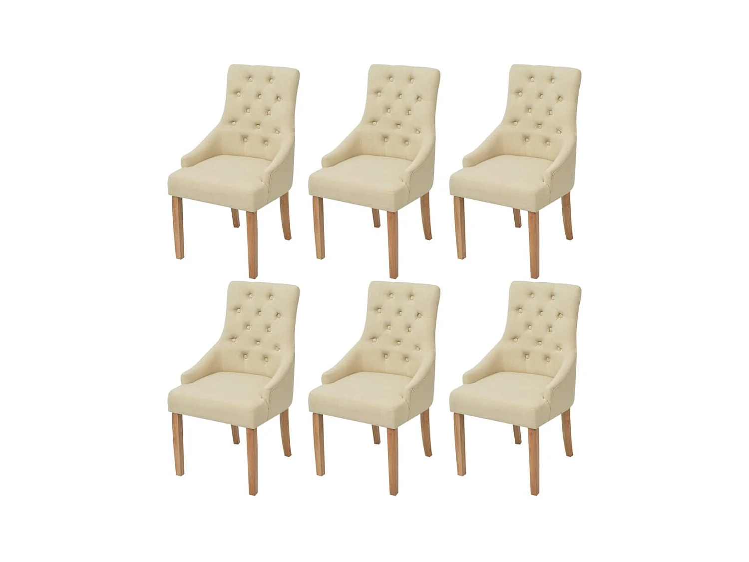 Chaises à manger lot de 6 crème tissu