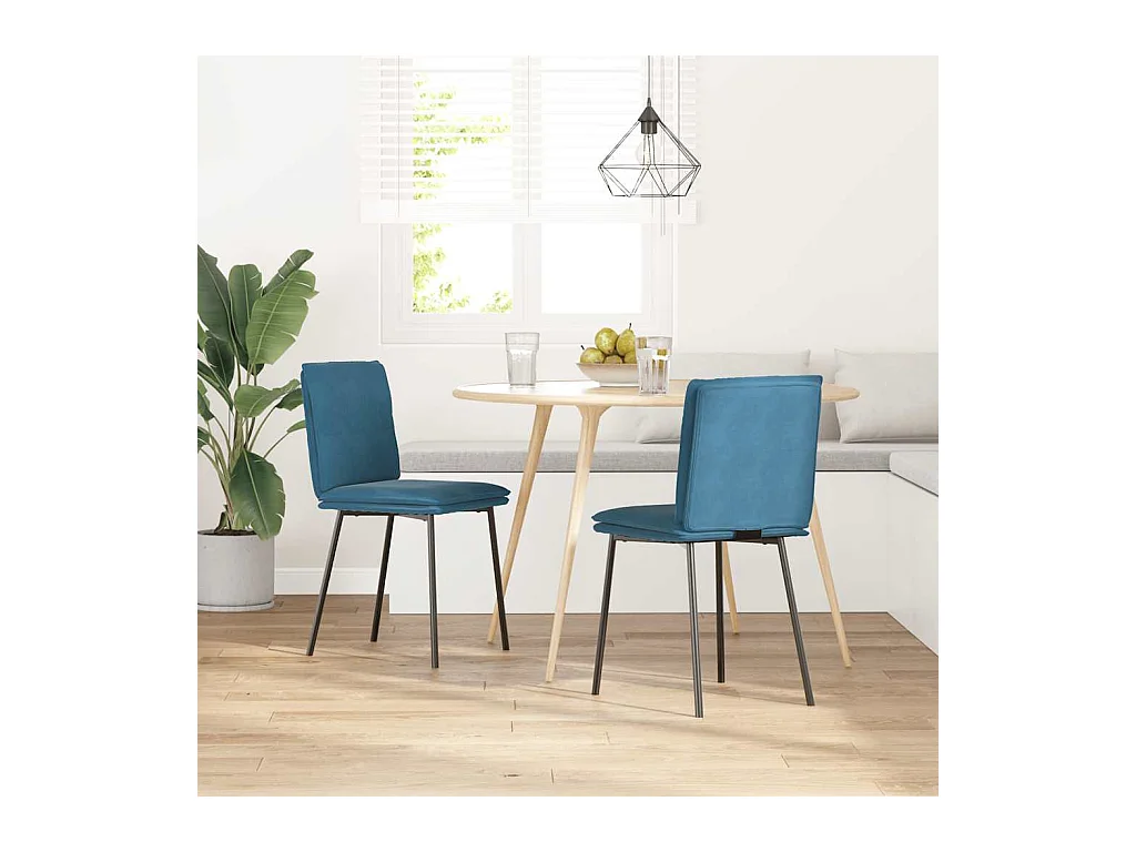 Chaises à manger lot de 2 Bleu Velours