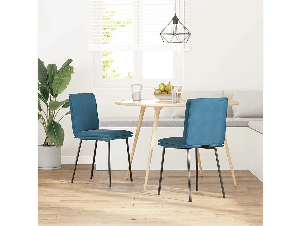 Set di 2 sedie da pranzo in velluto blu
