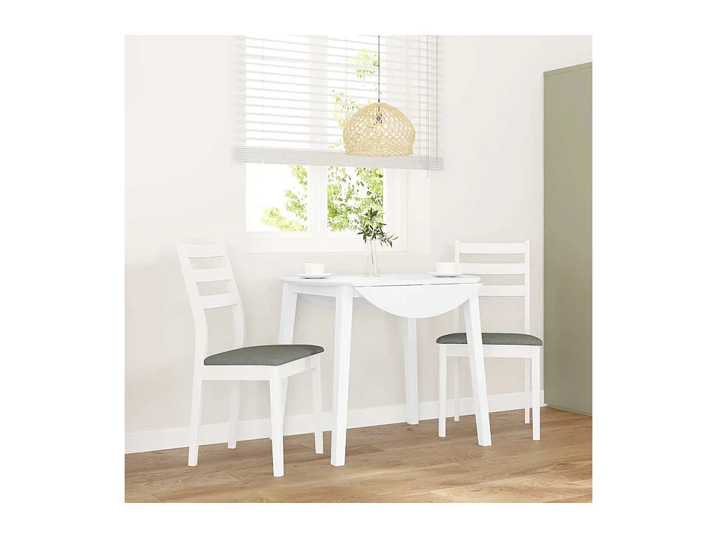 Chaises à manger coussins 2 pcs blanc bois massif caoutchouc