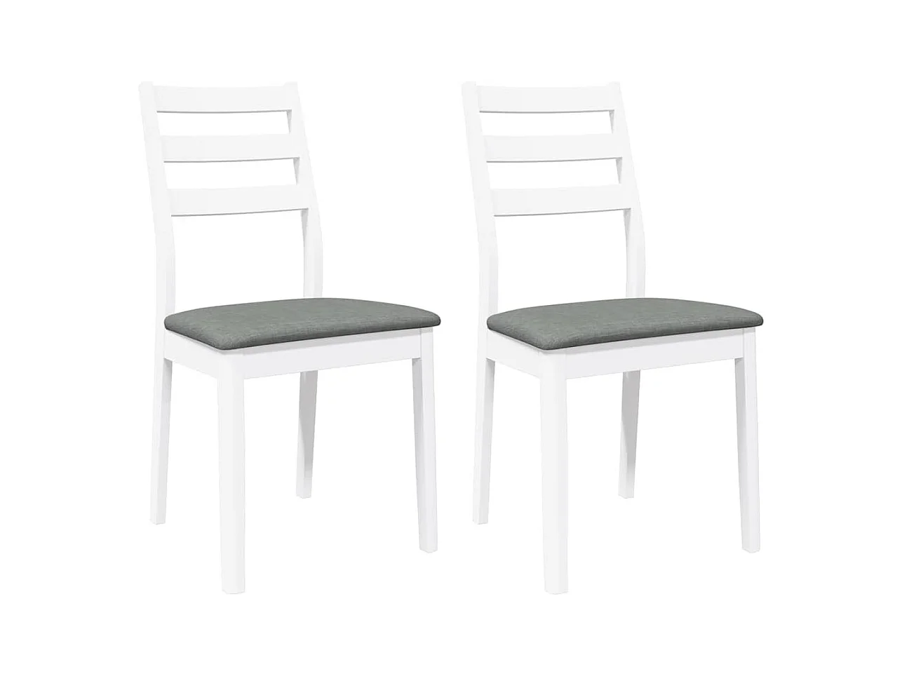 Chaises à manger coussins 2 pcs blanc bois massif caoutchouc