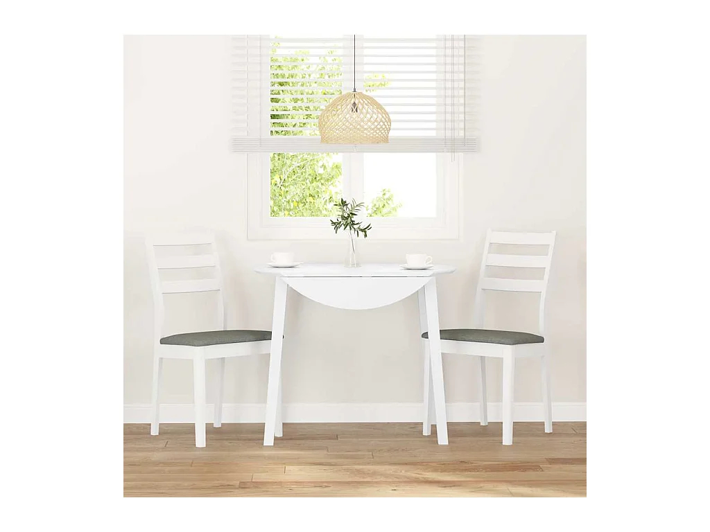 Chaises à manger coussins 2 pcs blanc bois massif caoutchouc