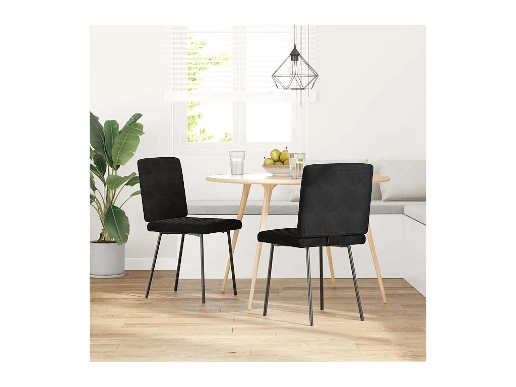 Chaises à manger lot de 2 Noir Velours