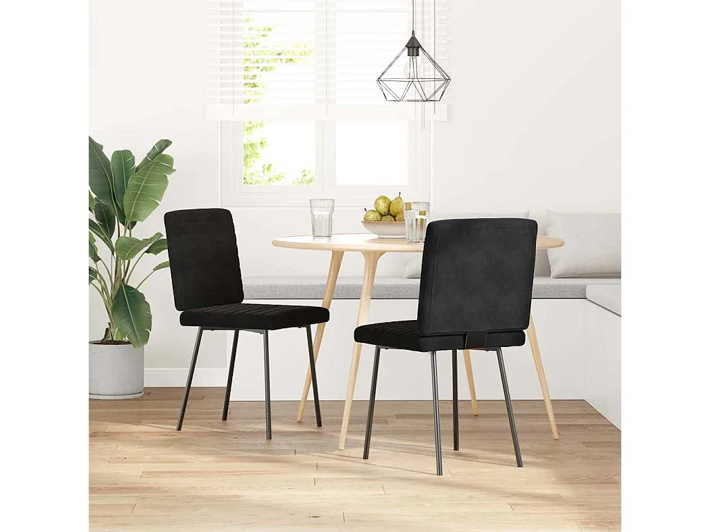 Juego de 2 sillas de comedor de terciopelo negro