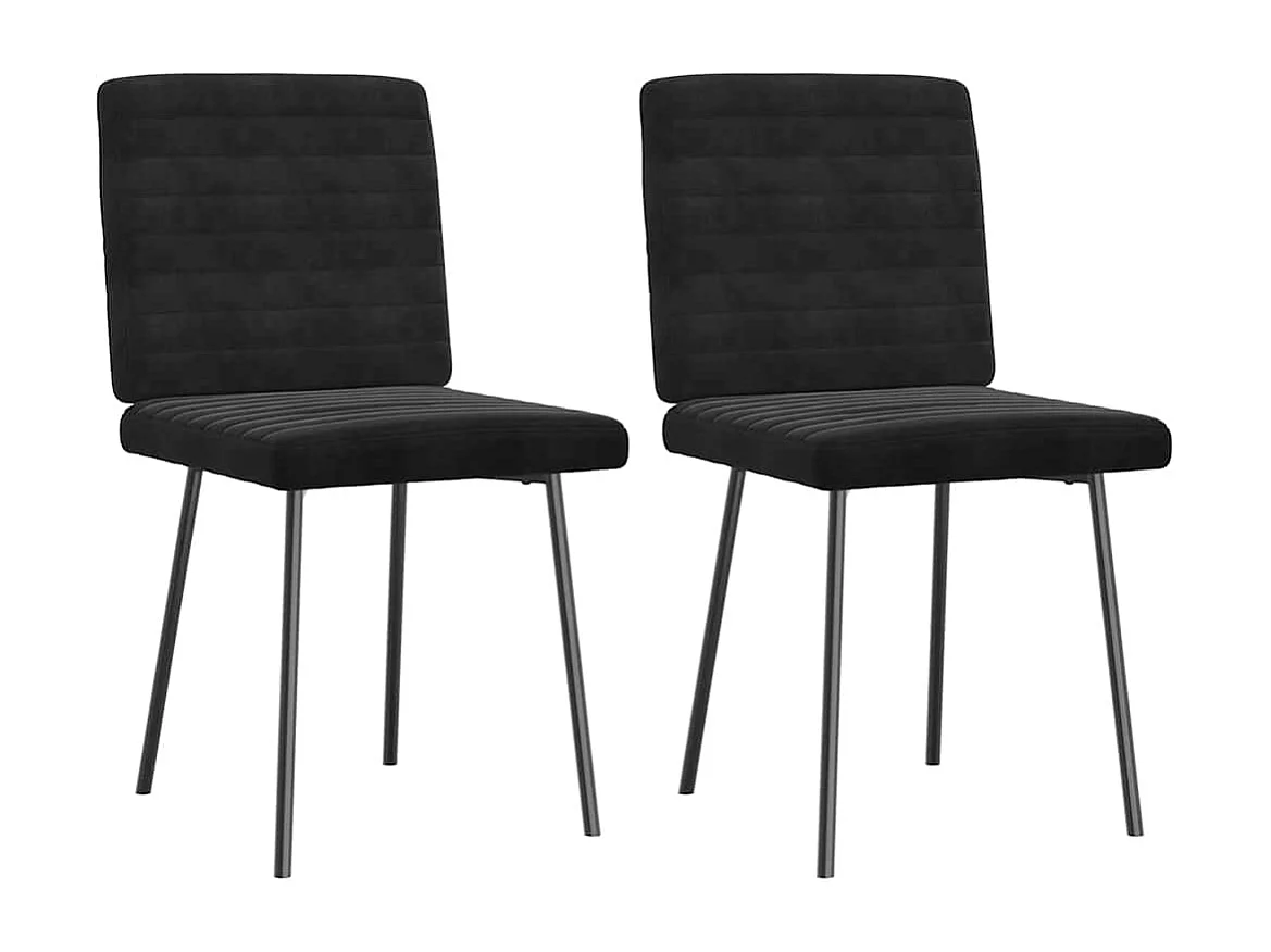 Juego de 2 sillas de comedor de terciopelo negro