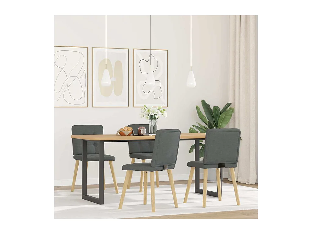 Juego de 4 sillas de comedor de tela gris oscuro